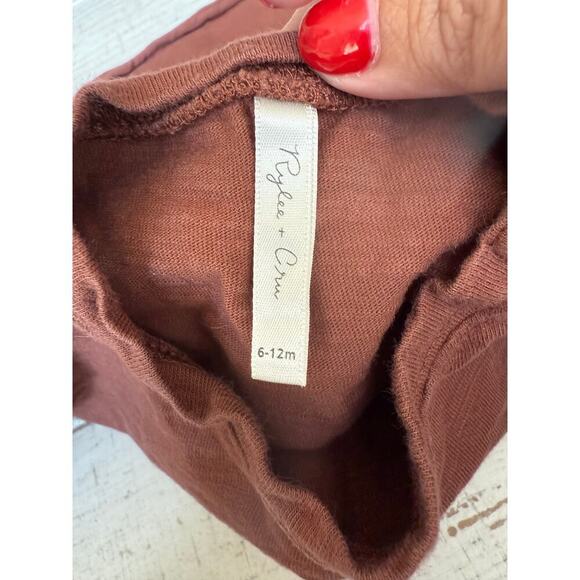 Rylee & Cru Baby Brown Peace On Earth Raw Edge Long Sleeve Tee Size 6-12 M - Picture 5 of 5